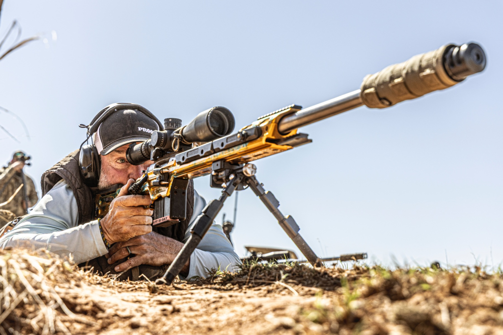 John Childs shooting his 6mm Dasher rifle at a PRS match