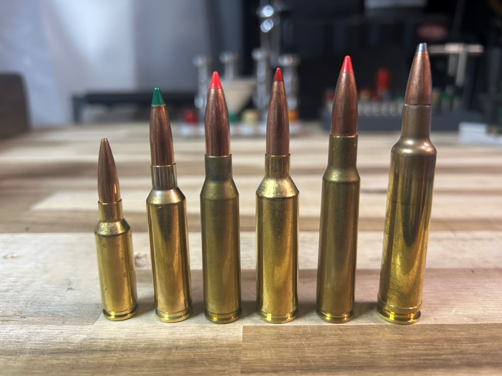 Old and modern rifle cartridges illustrating the evolution of cartridge design