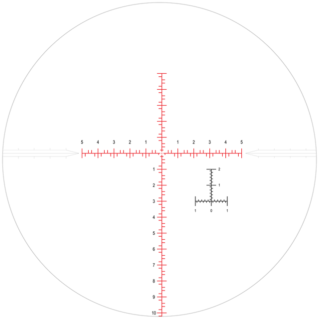 Nightforce MIL-C riflescope reticle showing MIL measurement graduations