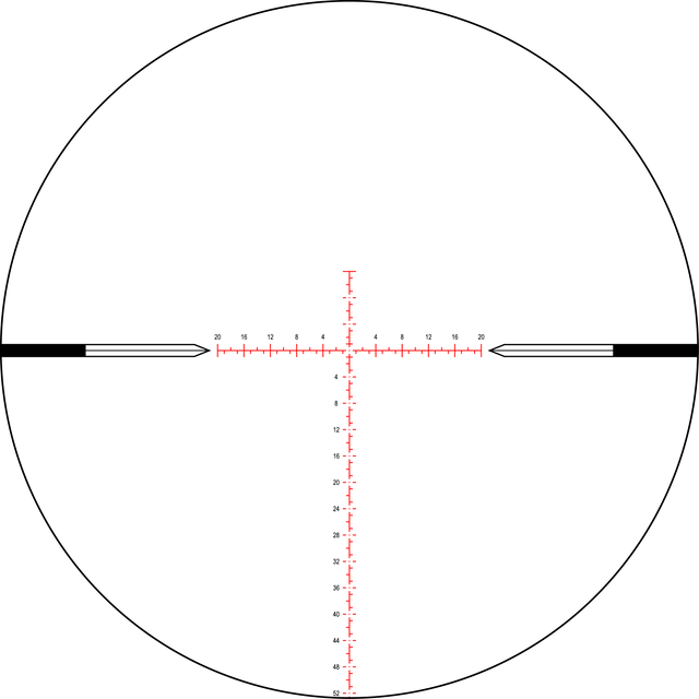 Nightforce MOA-C riflescope reticle showing MOA measurement graduations