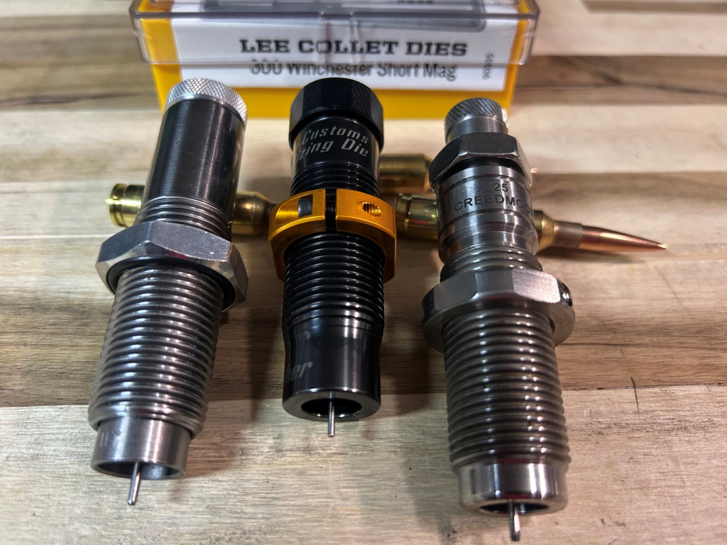Different sizing dies used for precision rifle reloading